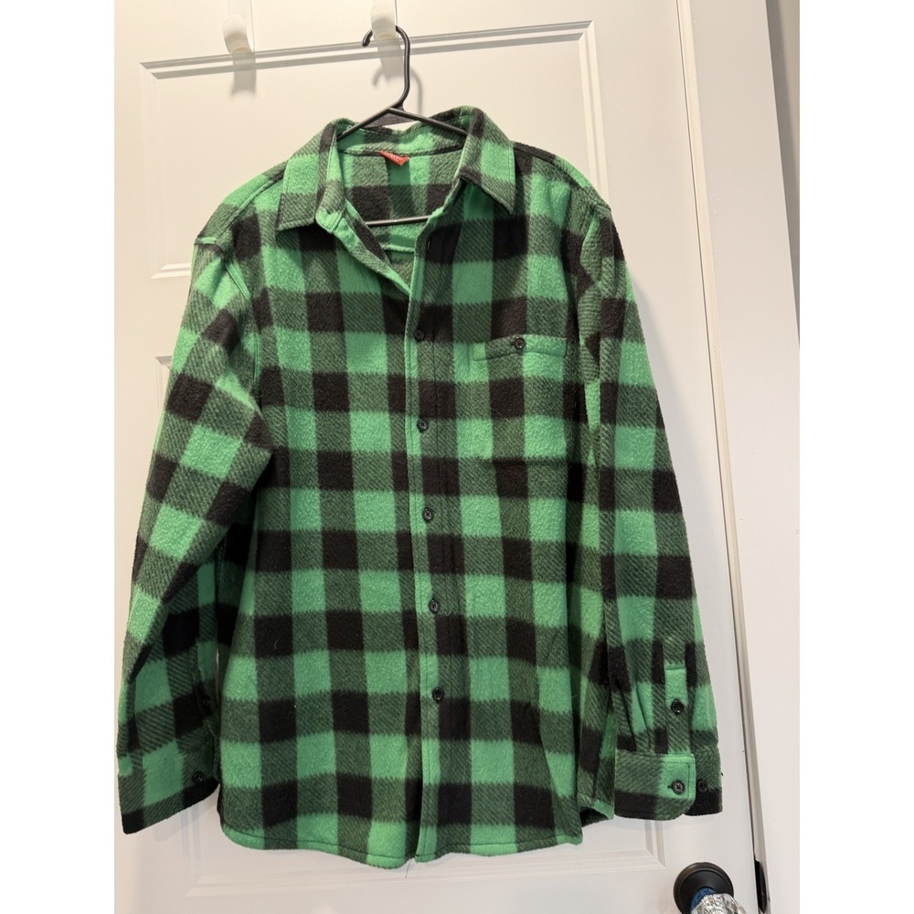 Junction West‎ Buffalo Plaid Flannel Shirt Women's L Green Black Shackleton Cozy
